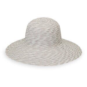 Wallaroo Women's Scrunchie Wide Brimmed Hat - Natural/Brown Dot